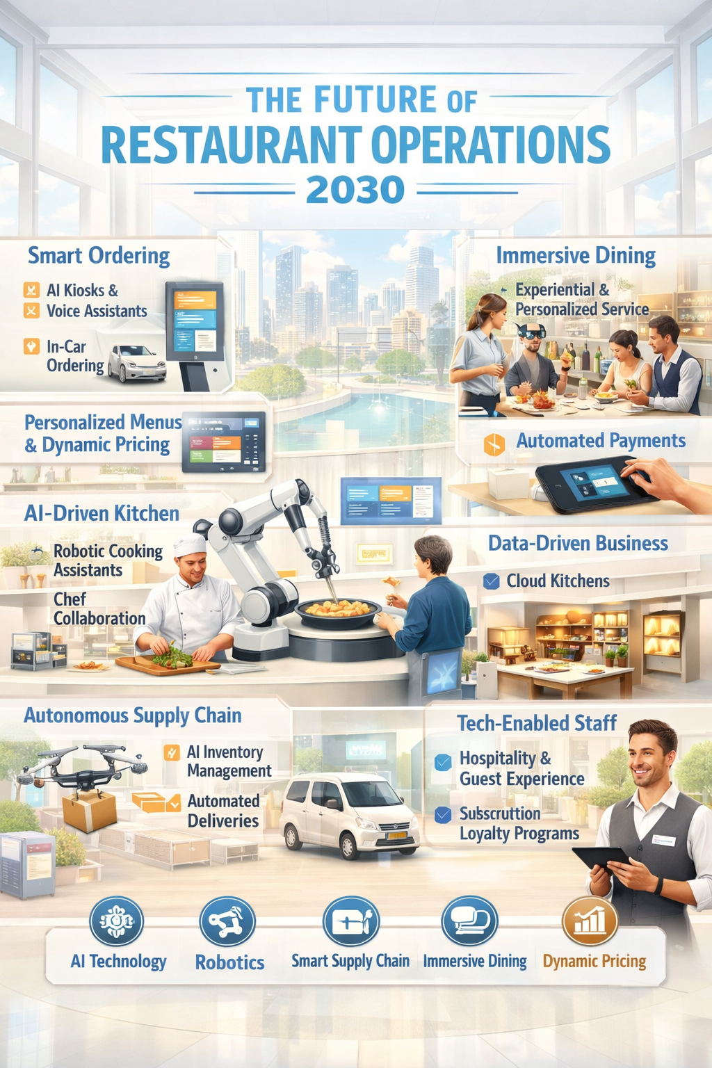 Conceptual view of intelligent restaurant operations in 2030