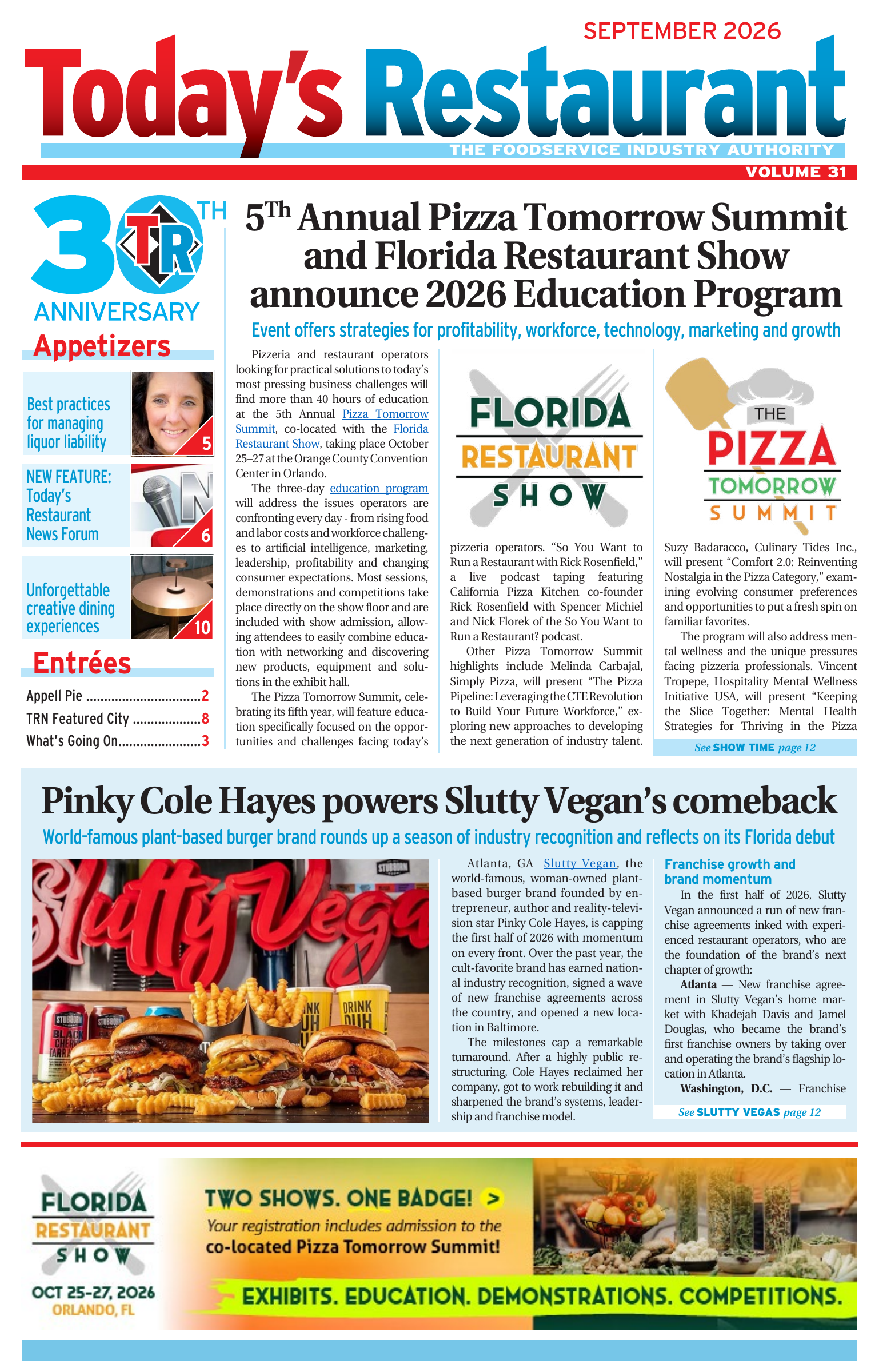 Today's Restaurant News September 2026 issue cover